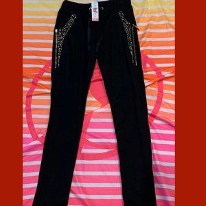 Black Embroidered in Gold Pants